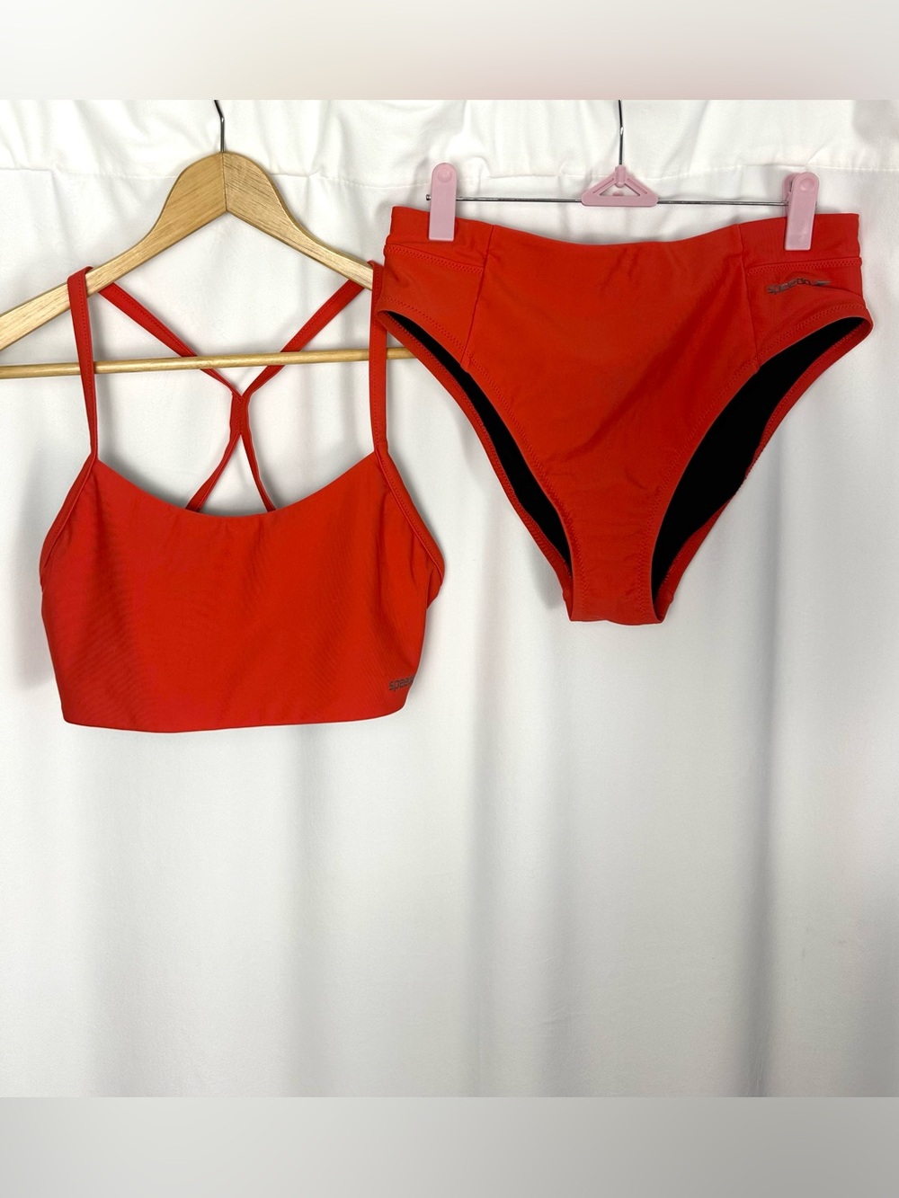 Speedo Red Orange Strappy Two Piece Bikini Swimsuit Size M